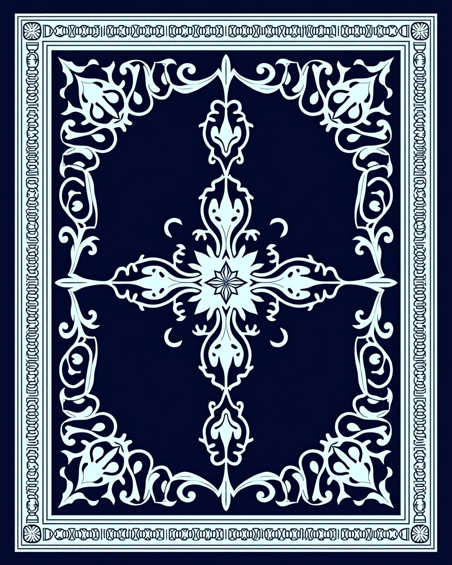 Ornate White Floral Classic Pattern Rug