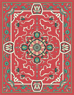 Red Floral And Vine Medallion Rug