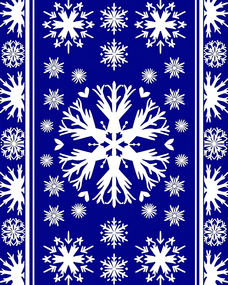 Bold Blue Snowflake Winter Collection Rug