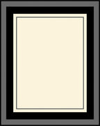 Minimalist Cream Black 3-Stripe Border Rug