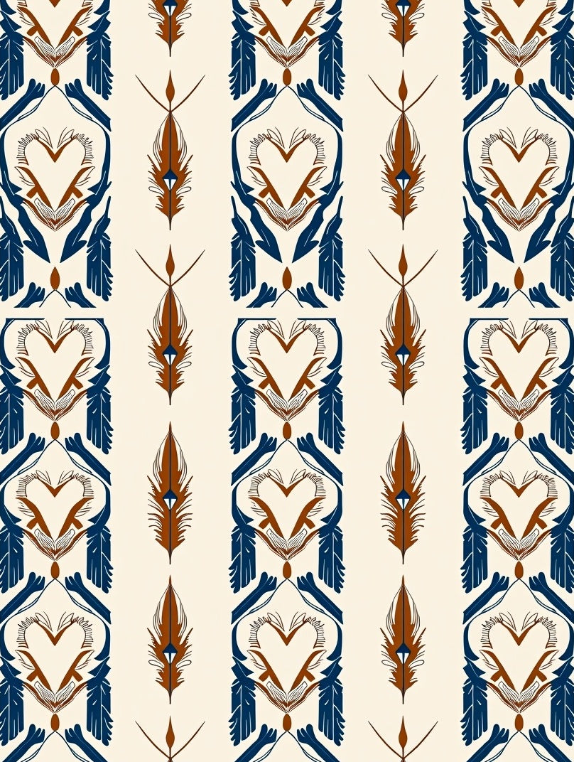 Majestic Feather Heart Pattern Design Rug