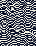 Navy Cream Wavy Stripe Pattern Rug