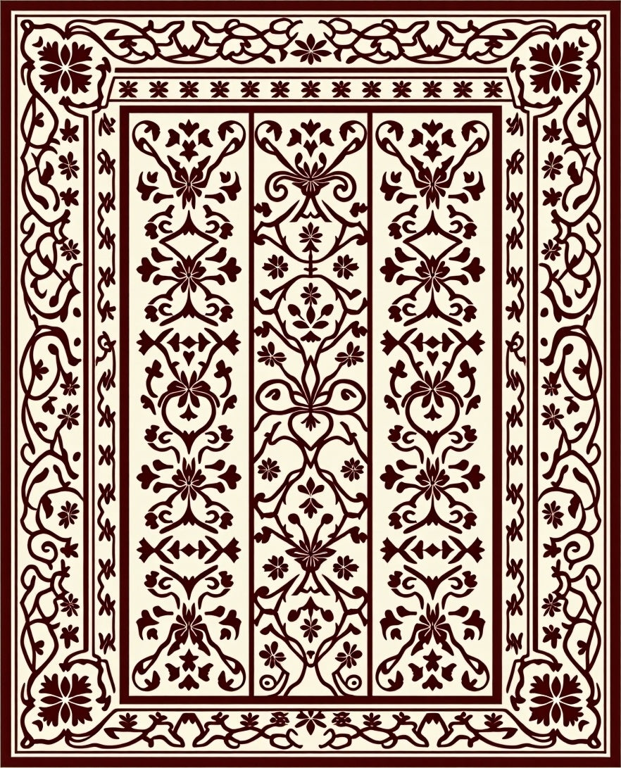 Elegant Floral Vine Blossom Pattern Rug