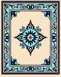 Elegant Blue Floral Medallion Rug