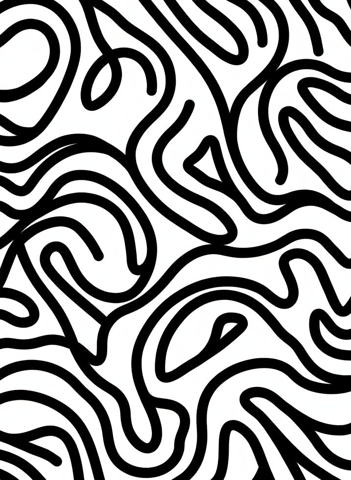 Abstract Black White Flowing Lines Rug