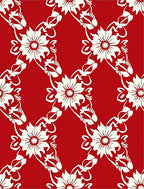 Ornate Floral Vines Red White Pattern Rug