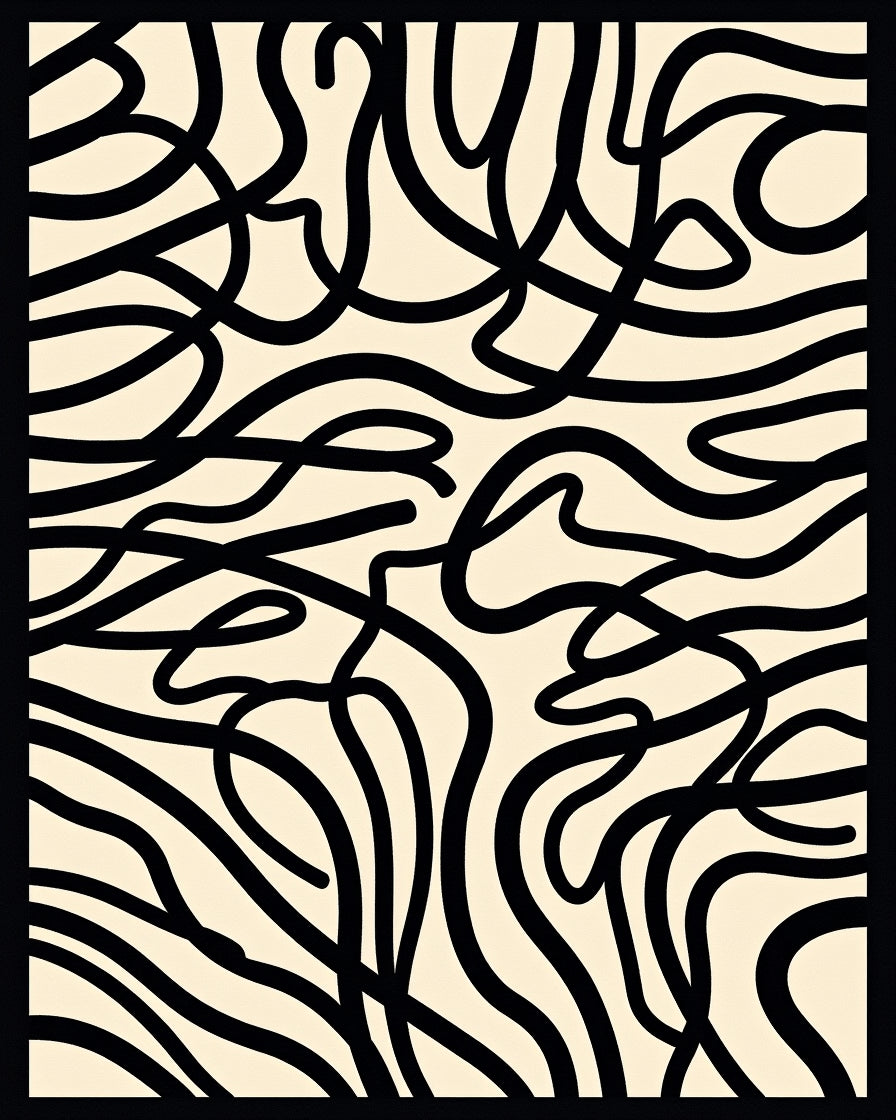 Organic Black Cream Flow Rug