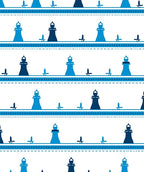 Nautical Navy Blue Lighthouse Pattern Rug