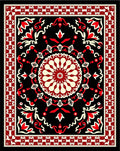 Bold Red Traditional Mandala Pattern Rug