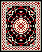 Bold Red Traditional Mandala Pattern Rug