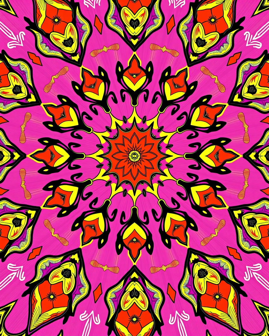Vibrant Floral Mandala Pattern Design Rug