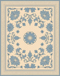 Pale Blue Floral Scrollwork Rug