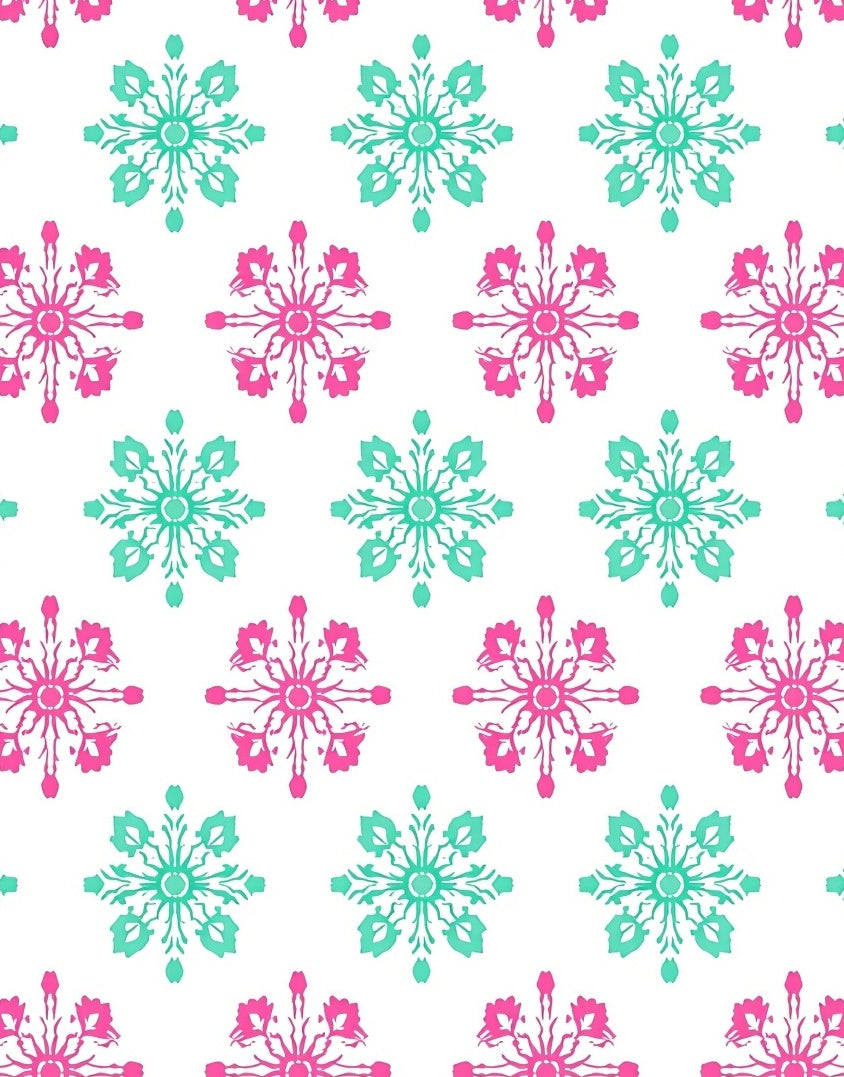 Pink Teal Starburst Snowflake Repeat Rug
