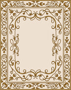 Golden Vine Ornate Border Design Rug