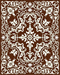 Ornate Floral Damask Scrollwork Design Rug