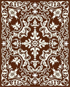 Ornate Floral Damask Scrollwork Design Rug