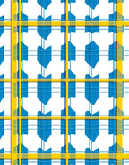 Bold Yellow Blue Plaid Abstract Design Rug