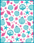 Teal Pink Seashell Patterned Design Rug