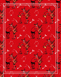 Whimsical Red Tribal Animal Illustration Rug