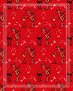 Whimsical Red Tribal Animal Illustration Rug