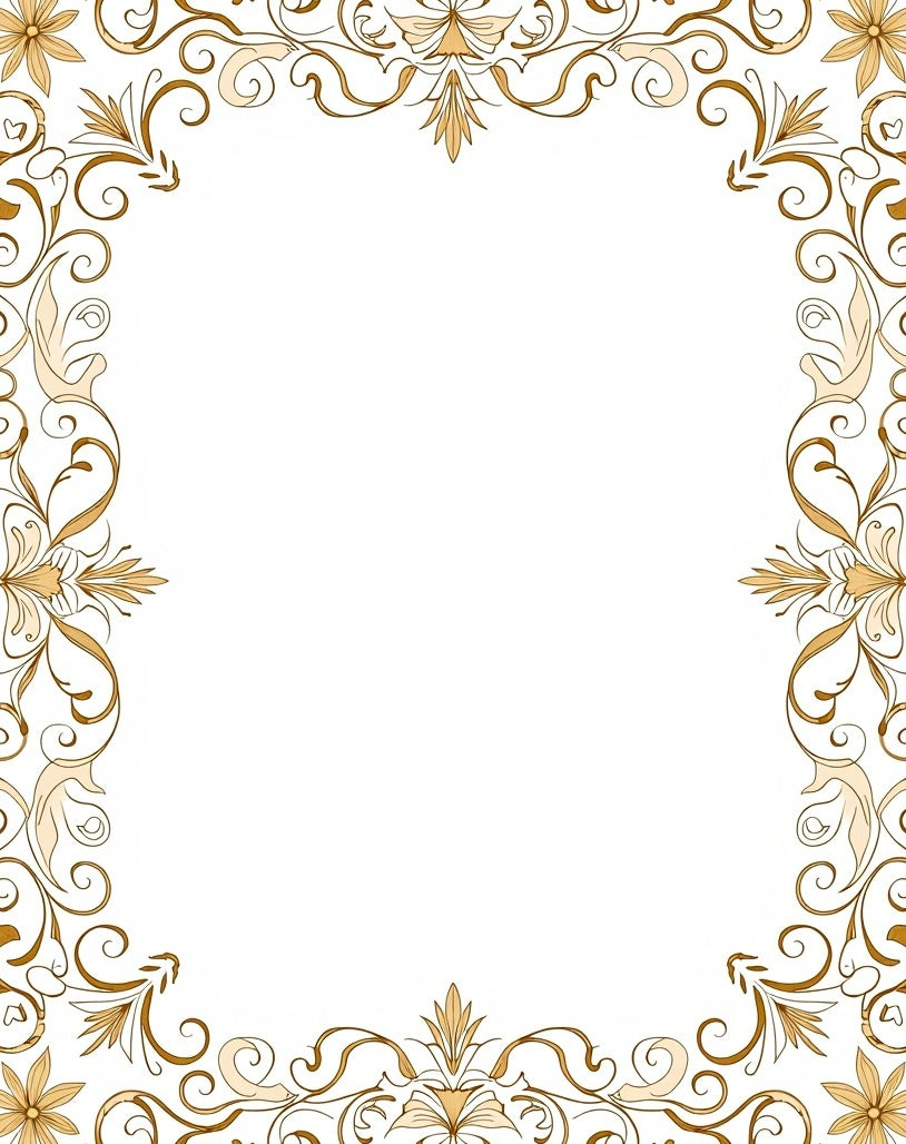 Elegant Gold Swirl Floral Pattern Rug
