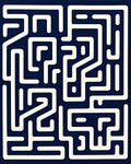 Navy Cream Maze Pattern Rug