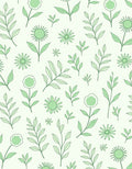 Delicate Green Floral Botanical Pattern Rug