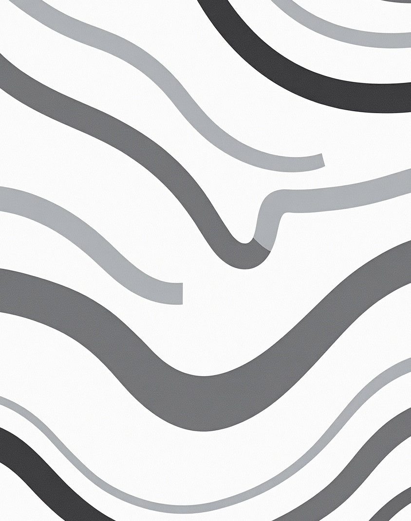 Abstract Gray Wave Pattern Rug