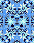 Symmetric Floral Patterned Royal Blue Rug