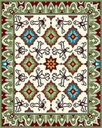 Ornate Floral Geometric Tiled Design Rug