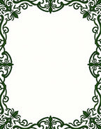 Elegant Green Swirl Floral Border Rug