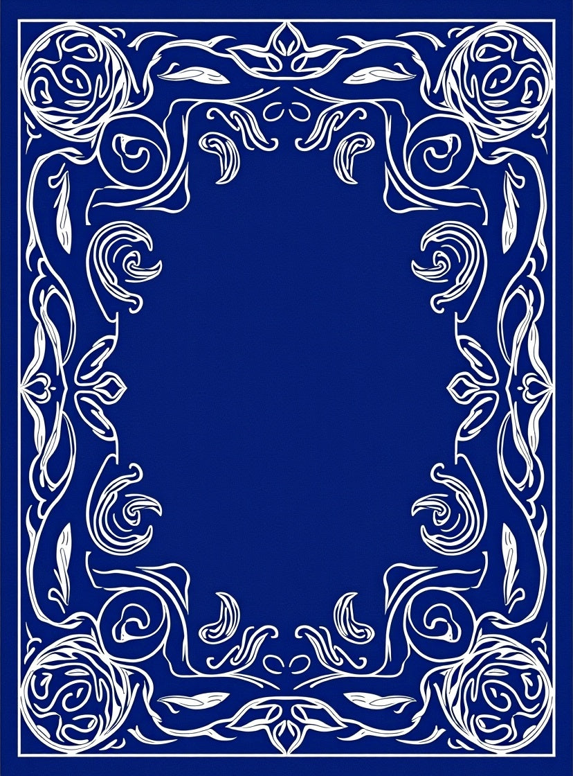 Elegant White Floral Border Rug