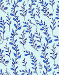 Delicate Blue Botanical Sketch Pattern Rug