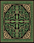 Knotwork Green Vine Scroll Border Rug