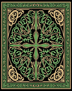 Knotwork Green Vine Scroll Border Rug