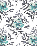 Abstract Floral Branches Blue-Green Pattern Rug