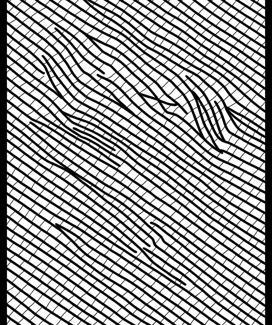 Wavy Grid Abstract Line Art Rug