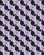 Purple Daisy Black Flower Pattern Rug