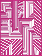 Bold Pink White Geometric Stripe Rug