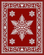 Crimson Snowflake Laurel Frame Rug