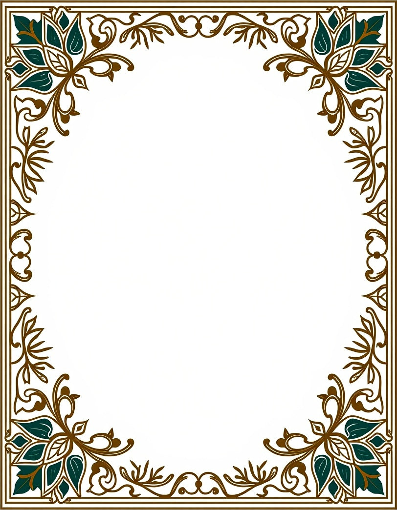 Ornate Floral Corners Border Design Rug