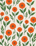 Orange Daisy Floral Pattern Rug