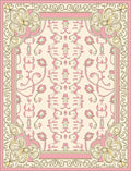 Ornate Floral Scrollwork Pink Cream Pattern Rug