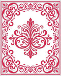 Elegant Red Scrollwork Floral Design Rug