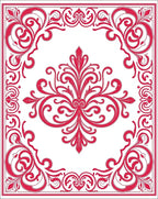 Elegant Red Scrollwork Floral Design Rug