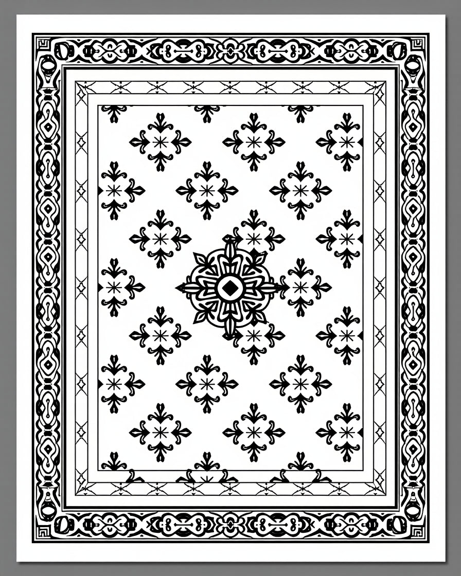 Classic Floral Border Design Rug