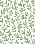 Delicate Green Leafy Branch Pattern Rug