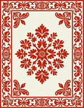 Bold Red Floral Damask Pattern Rug