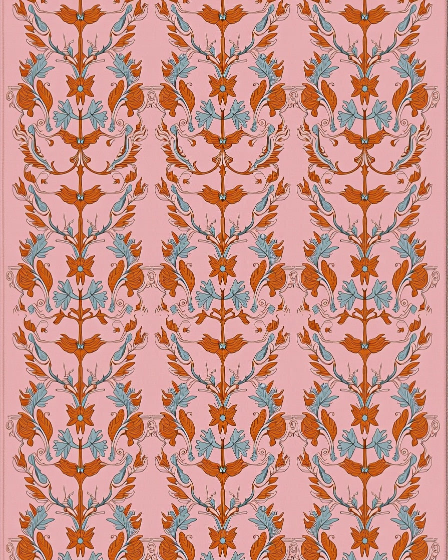 Ornate Floral Vine Pattern Design Rug