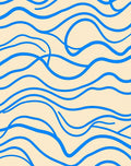 Abstract Blue Wavy Line Pattern Rug